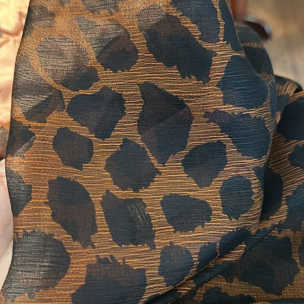Vintage A.‎ Brod black & orange rayon animal print long semi sheer scarf